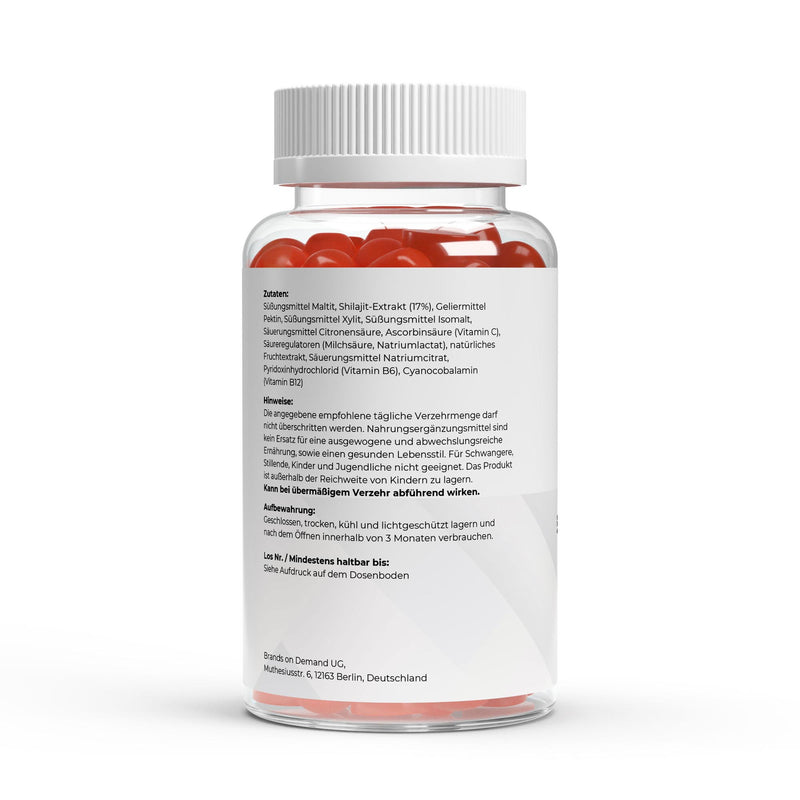 Shilajit 1000mg + C, B6, B12 Gummies (60 pcs) - Puravitale Labs