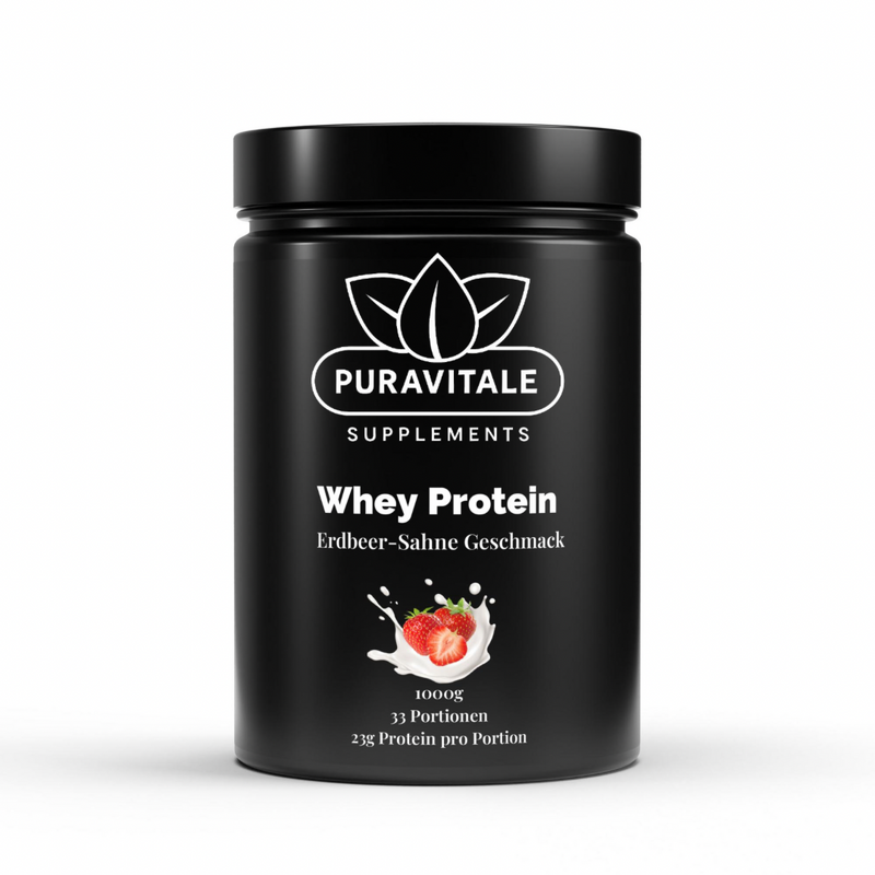Premium Whey Protein Morango (1000g) - Puravitale Supplements