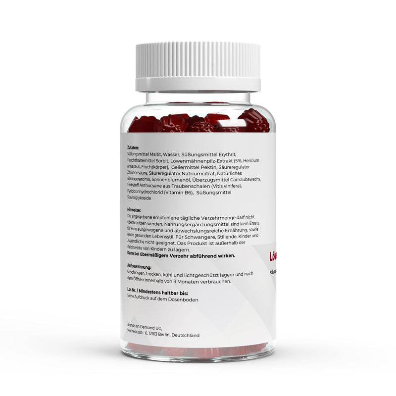 Lion’s Mane + B6 Vegan Gummies (60 pcs) - Puravitale Labs