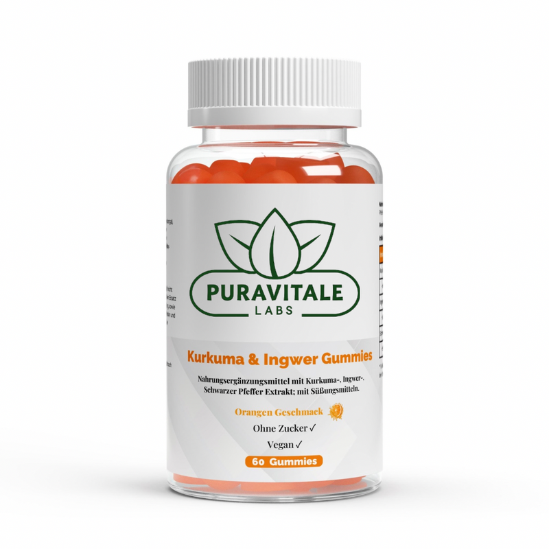 Turmeric Ginger + Black Pepper Gummies (60 pcs) - Puravitale Labs