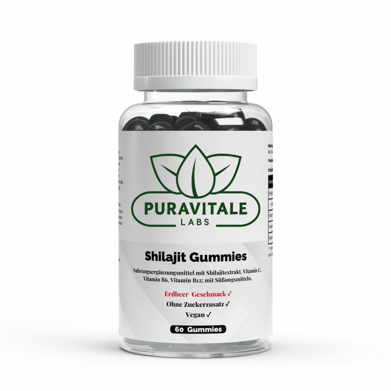 Shilajit Gummies + Vit C, B6, B12 (60 Vegan pcs) - Puravitale Labs