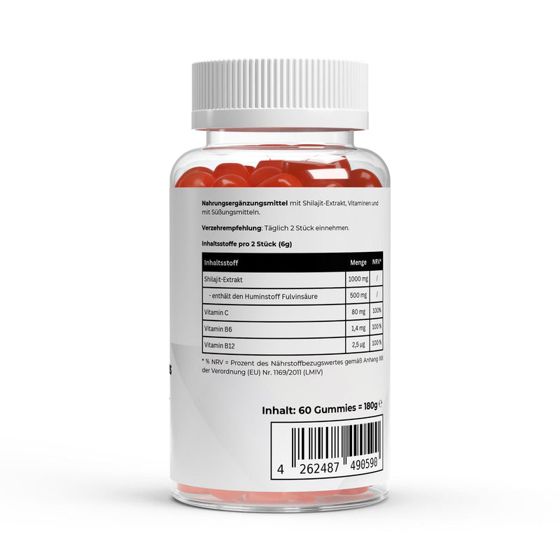 Shilajit 1000mg + C, B6, B12 Gummies (60 pcs) - Puravitale Labs